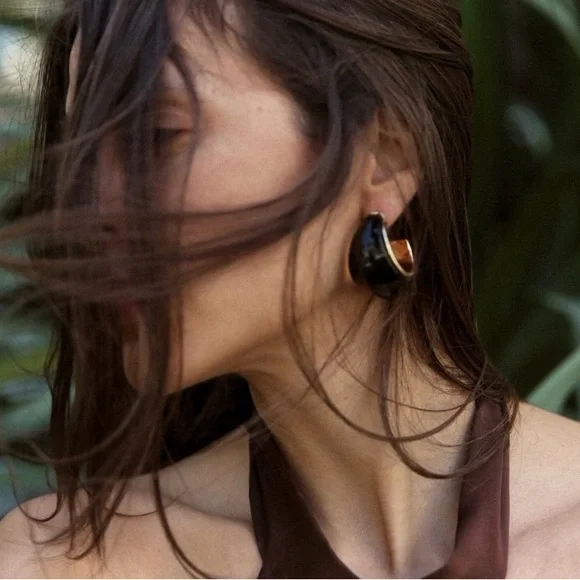NWT Zara Resin Hoop Earrings - Picture 1 of 12